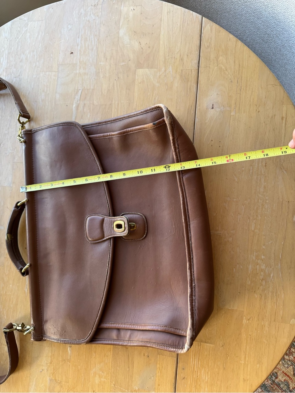 Coach Brown Leather Flap Laptop Satchel with Adjustable Strap - Picture 3 of 12